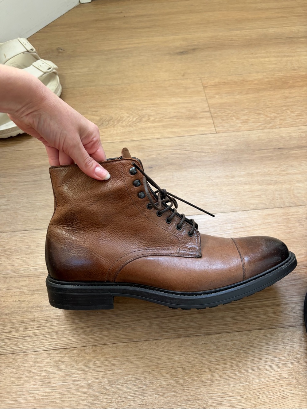 To Boot New York Brown Leather Cap-Toe Lace-Up Boot